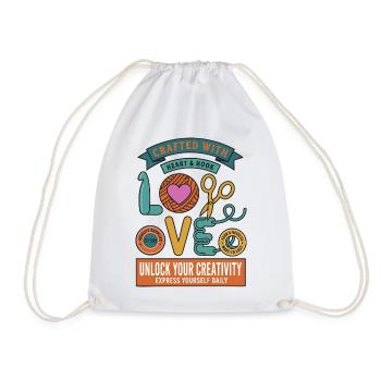 Crocheting Crafted With Heart And Hook Love - Drawstring Bag - white - Front