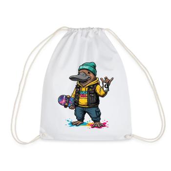 Duck Bill Street Punk Hoodie - Drawstring Bag - white - Front