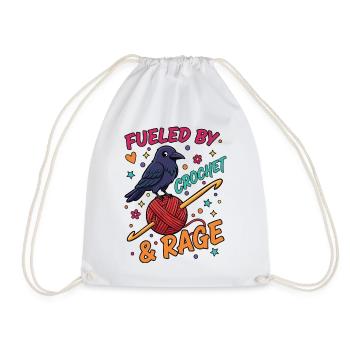 Fueled By Crochet And Rage Funny Crochet Lover - Drawstring Bag - white - Front