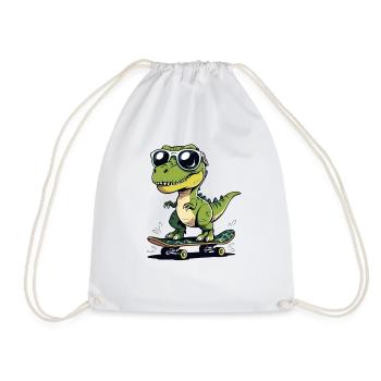 Skater alligator with sunglasses - Drawstring Bag - white - Front