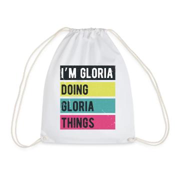 Ich bin Gloria und mache Gloria-Dinge Retro-Farben - Turnbeutel - Weiß - Vorne