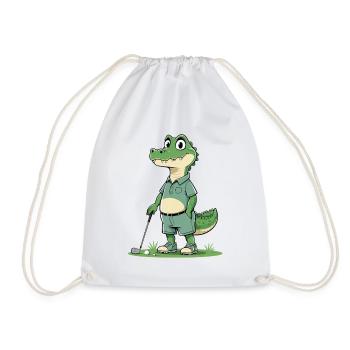 Alligator golf hero in casual look - Drawstring Bag - white - Front