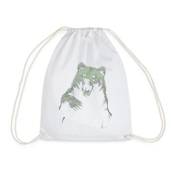 Grizzly Bear Hiking Camping Vintage Brown Bear - Drawstring Bag - white - Front