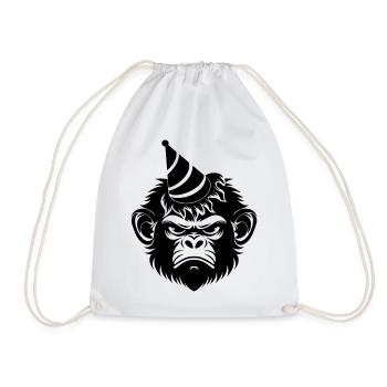 Singe capricieux avec un chapeau de fête - Sac de sport léger - blanc - Devant