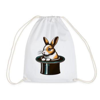 Le lapin au haut-de-forme - Sac de sport léger - blanc - Devant
