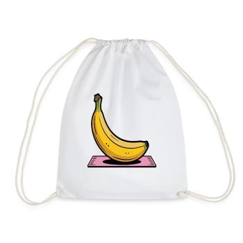 Cartoon banana on yoga mat - Drawstring Bag - white - Front