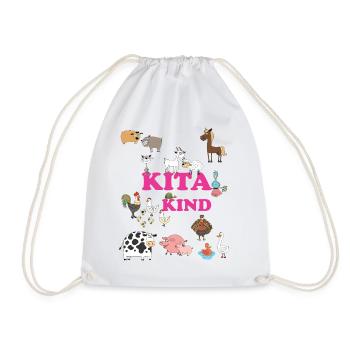 Kita Kind Tierwelt – Bunte Tiere - Turnbeutel - Weiß - Vorne
