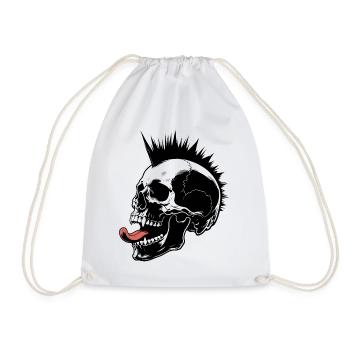 Skull Mohawk Punk Rocker Totenkopf - Turnbeutel - Weiß - Vorne