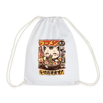 Kawaii Cat | Ramen | Soupe de nouilles | Restauration rapide - Sac de sport léger - blanc - Devant