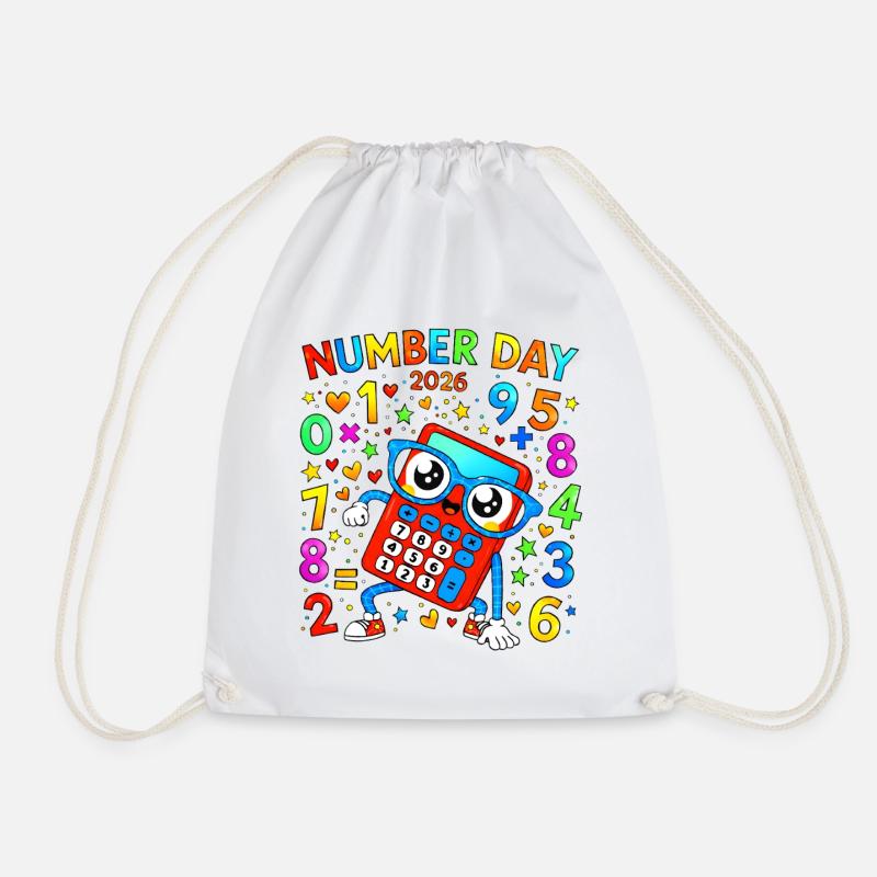 Number Day 2026 Calculator Fun - Drawstring Bag - white