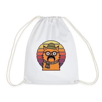 Chat hipster moustache moustache Coucher de soleil rétro - Sac de sport léger - blanc - Devant
