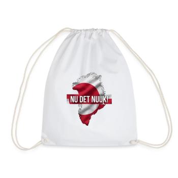 Greenland Map Flag Nuuk Capital Slogan Design - Drawstring Bag - white - Front