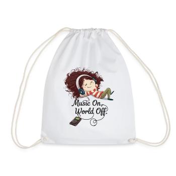 Music On World Off – Fille aux écouteurs - Sac de sport léger - blanc - Devant