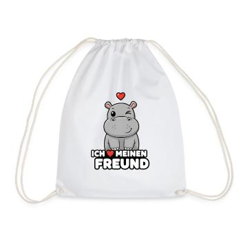 Hippopotame mignon, j’adore mon copain : design - Sac de sport léger - blanc - Devant