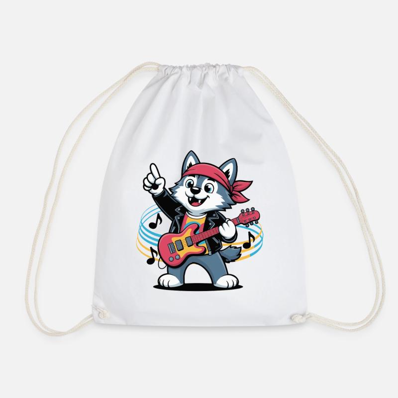 KATZE GITARRE - Turnbeutel - Weiß