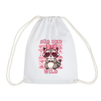 Doux et sauvage – Raton laveur mignon avec le cœur - Sac de sport léger - blanc - Devant