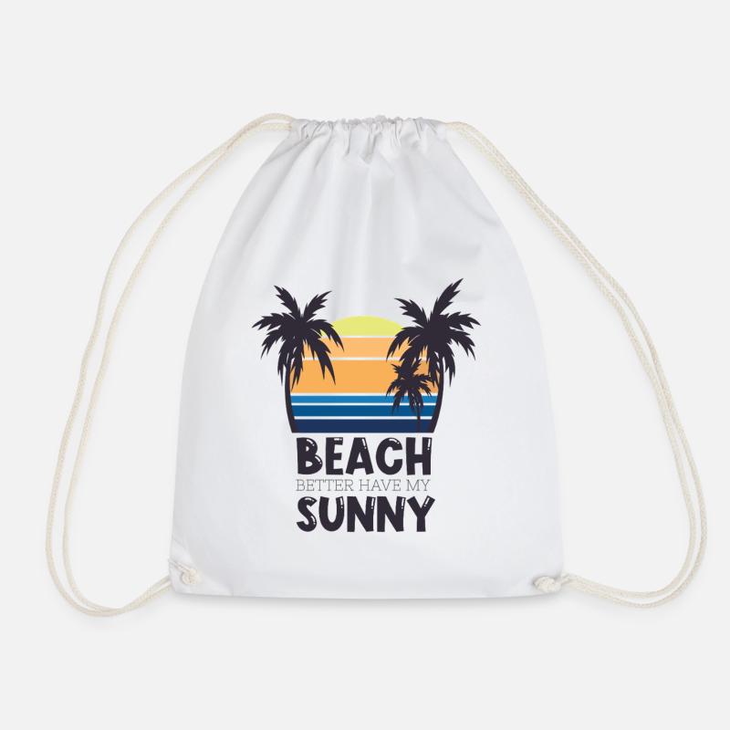 Sunset on the beach saying - Drawstring Bag - white