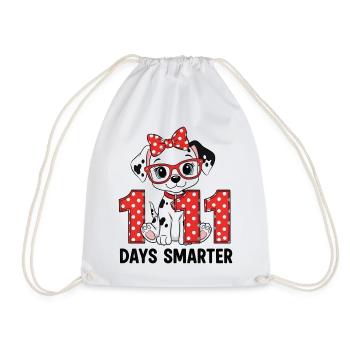 100 Days Smarter 101st Day School Dalmatian Dog - Drawstring Bag - white - Front