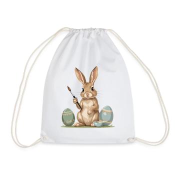 Osterhase mit Pinsel - Turnbeutel - Weiß - Vorne