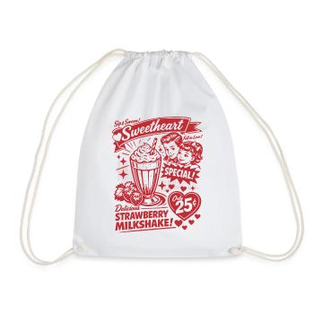 Strawberry Milkshake 50s Retro Design - Drawstring Bag - white - Front
