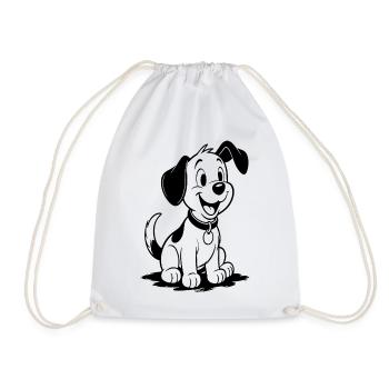 Dog Friendly Cartoon - Drawstring Bag - white - Front