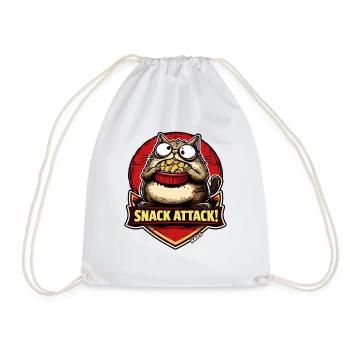Snack attack cat with popcorn - Drawstring Bag - white - Front