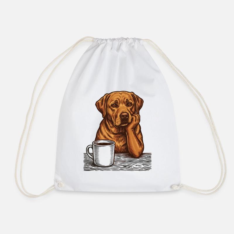 Echter Foxred Labrador Kaffee Morgenmuffel - Turnbeutel - Weiß