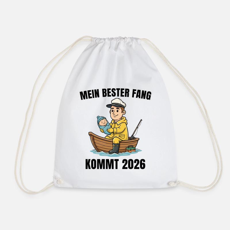 Vaterschaft 2026 Angler Werdender Papa - Turnbeutel - Weiß