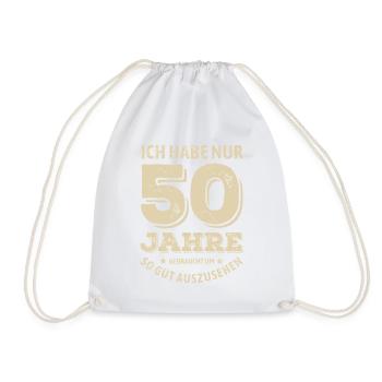 50 years - looking good | Birthday Gift - Drawstring Bag - white - Front