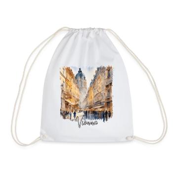 Watercolor of Vienna, Vienna Austria - Drawstring Bag - white - Front