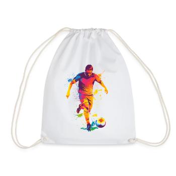 Bunter Kick Farbexplosion Fußball - Turnbeutel - Weiß - Vorne