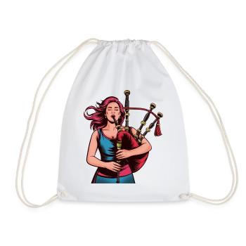 Bagpipe rocker in focus - Drawstring Bag - white - Front