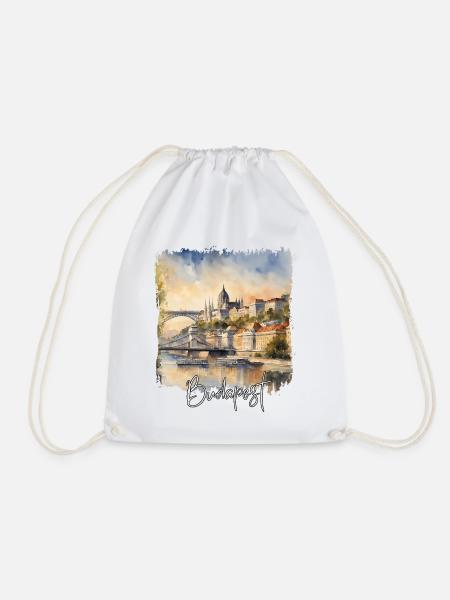 Budapest Watercolor, Budapest, Ungarn - Turnbeutel - Weiß