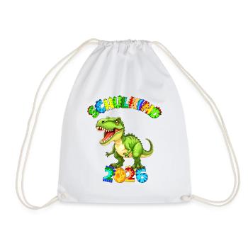 T-Rex - Enfant d’école 2026 - Police dinosaure colorée - Sac de sport léger - blanc - Devant