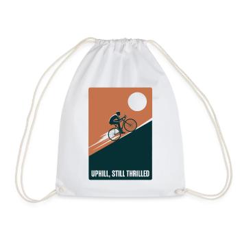 Uphill and still enthusiastic | Road bike - Drawstring Bag - white - Front