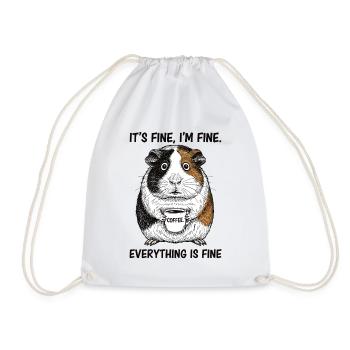 Its Fine Im Fine Coffee Guinea Pig - Drawstring Bag - white - Front