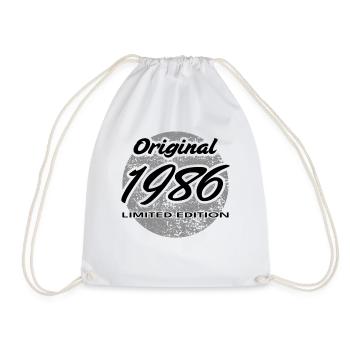 40th Birthday 1986 Gift for Men and Women - Drawstring Bag - white - Front