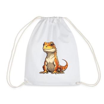 Orange dinosaur with a friendly look - Drawstring Bag - white - Front