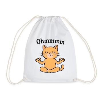 Ohmmmm Yoga Katze Entspanntes Meditieren Design - Turnbeutel - Weiß - Vorne