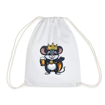Mouse Beer King - Drawstring Bag - white - Front