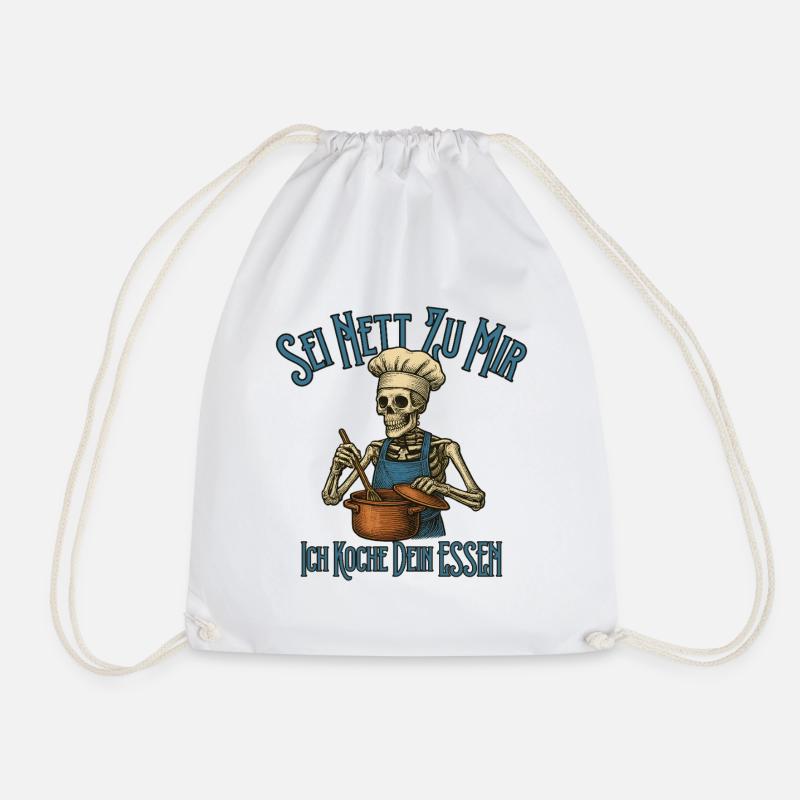 Be nice to me I'll cook your food - Drawstring Bag - white