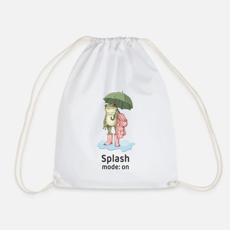 Splash mode on – Funny rain frog - Drawstring Bag - white