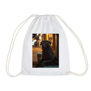 Night lounge dog with sunglasses - Drawstring Bag - white - Front