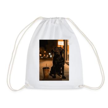Nocturnal dog with sunglasses - Drawstring Bag - white - Front