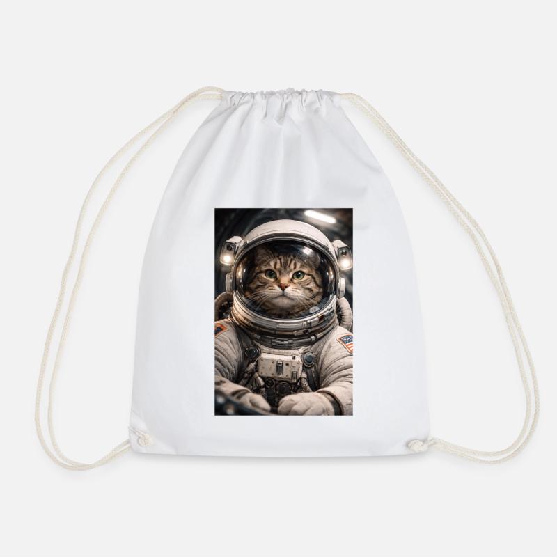 Space cat in astronaut suit - Drawstring Bag - white