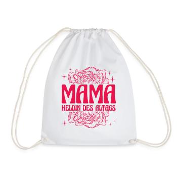 Mama Heldin des Alltags Retro Blumen Design - Turnbeutel - Weiß - Vorne