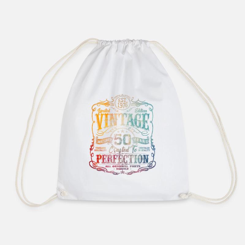 Vintage 1976 Limited Edition 50th Birthday - Drawstring Bag - white