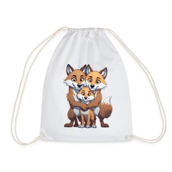 Wolf Family Trio - Drawstring Bag - white - Front