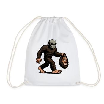 Bigfoot Alien Sasquatch UFO Science Fiction - Drawstring Bag - white - Front