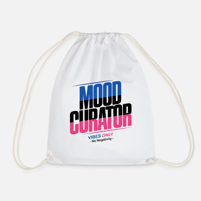 Mood Curator Vibes Only No Negativity Retro Design - Drawstring Bag - white